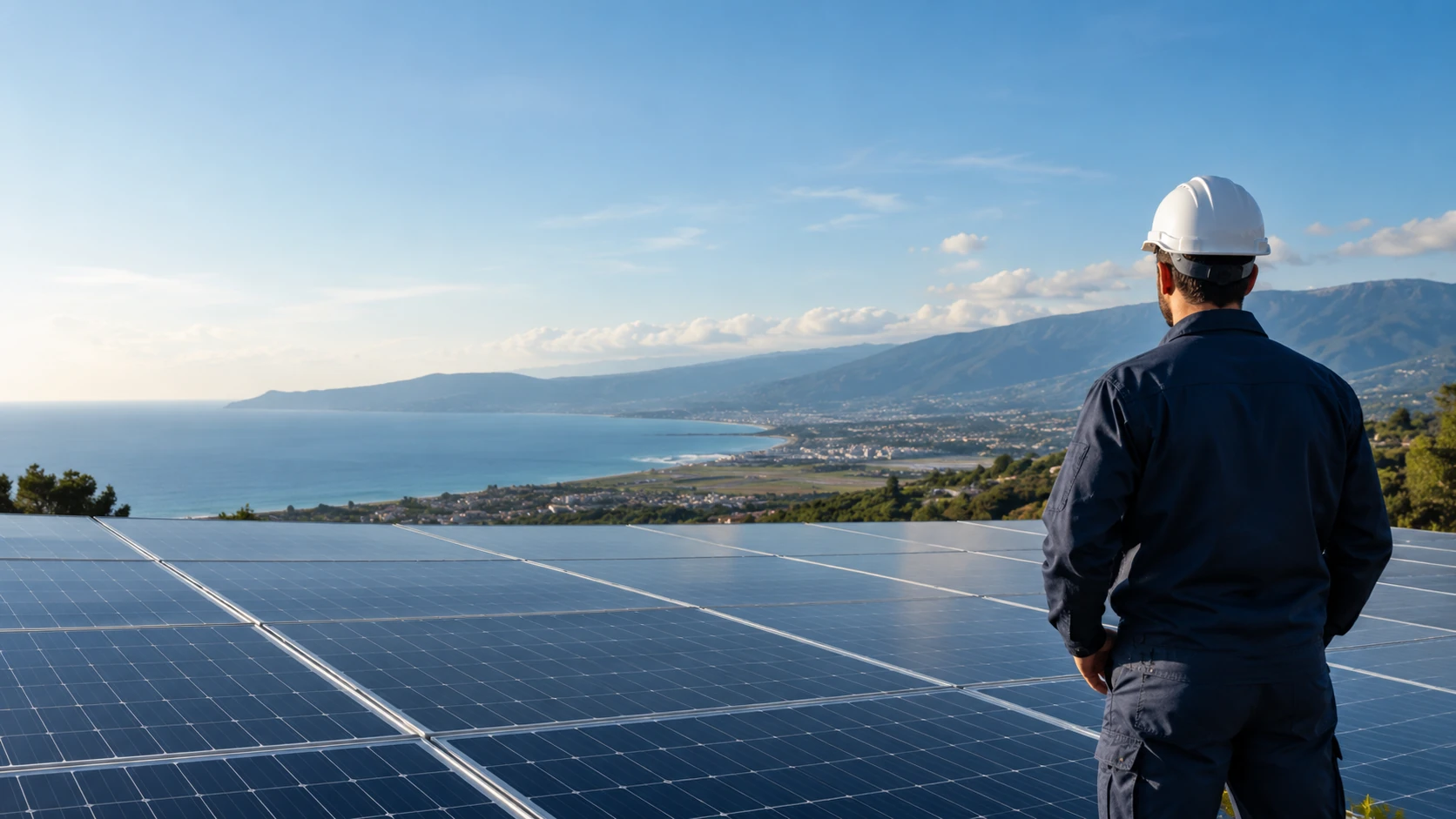 Dettaglio illustrativo generato di moduli fotovoltaici.